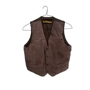 Vintage Sportscaster Leather Down Puffer Vest Men's M Gorpcore Retro